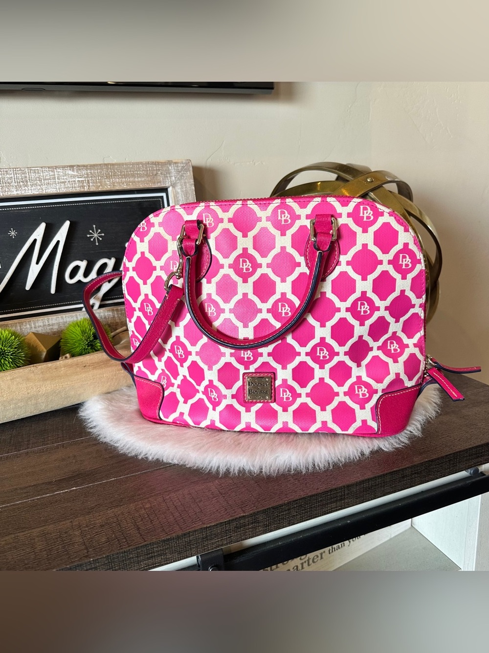 Dooney & Bourke Sanibel Hot Pink Purse Shoulder Bag Handbag